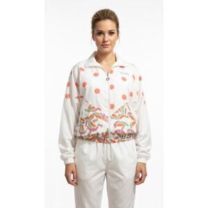Diadora Tracksuit Set Womens Size Small White Coral Polka Dot Zip Jacket Pants